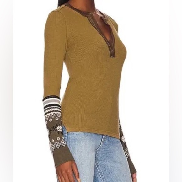 FREE People Mikah Layering Cuff Thermal Top /Army combo - Picture 12 of 12